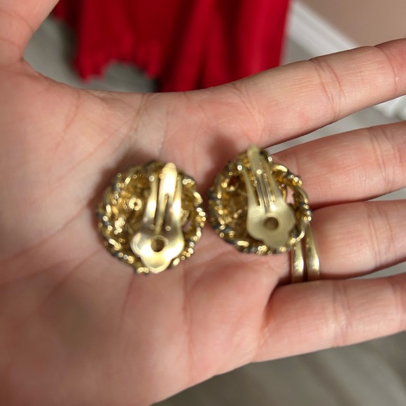 4/$50 Vintage Gold-Tone Clip-On Earrings with Red, Blue, and Green Gems ❤️ - Picture 7 of 7